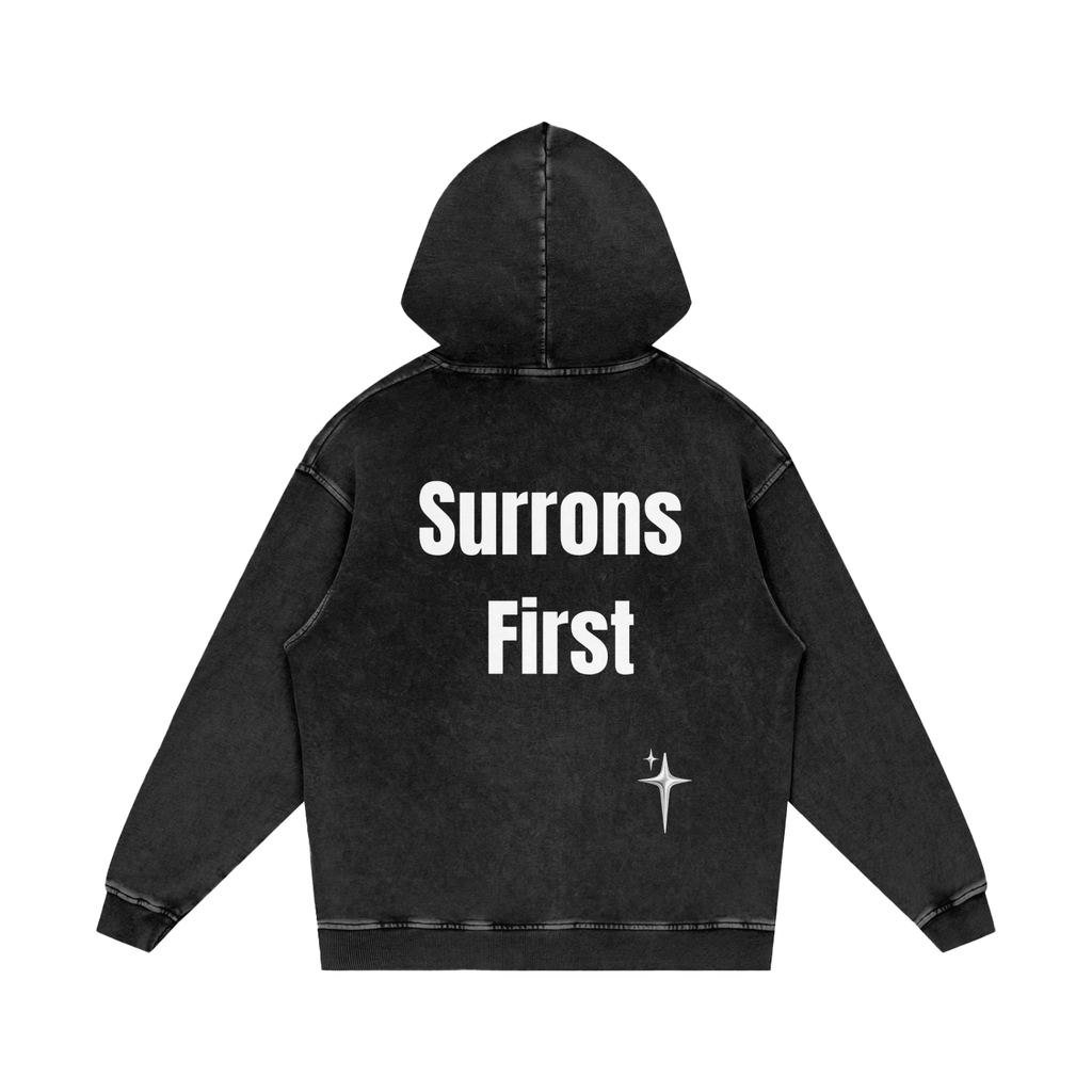 Snow Washed Loose Cotton Hoodie